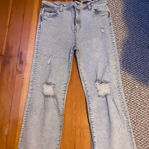 Kendall and Kylie Ripped Straight Leg Mom Jeans